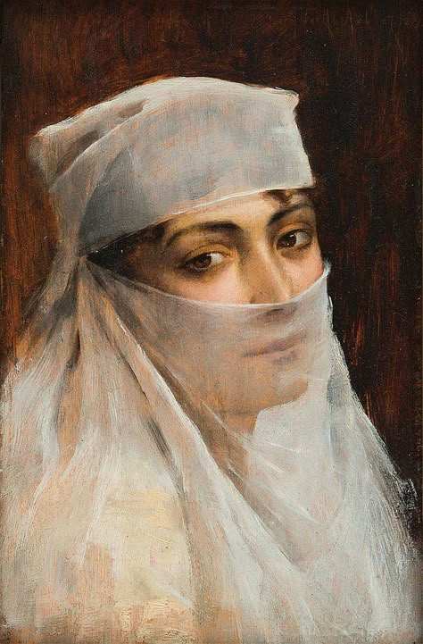 Young Woman with a Veil Albert Aublet (French, 1851-1938) Bedouin Fashion, Albert Aublet, Veiled Woman, Painting Details, Art Apps, Feminine Art, Arabic Art, Turkish Fashion, Historical Art