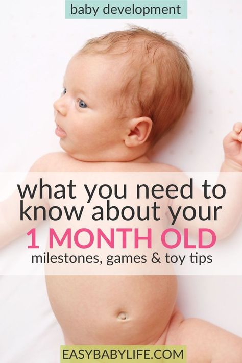 All the 1-month-old baby milestones! And here are some great ideas on 1-month-old baby activities and toys too! 1-month-old baby tips, newborn baby, 1-month-old baby play, 1-month-old development 1 Month Old Milestones, Baby Development Chart, Baby Development Milestones, Baby Development Activities, 1 Month Baby, Development Milestones, Newborn Baby Tips, Baby Sleep Problems, Baby Care Tips