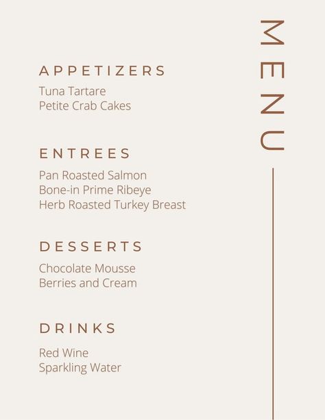 Free printable, customizable lunch menu templates | Canva Wedding Menu Template Free Printables, Diy Dinner Menu Cards, Editable Menu Template Free, Dinner Menu Template Free Printable, Menu Template Free Printable, Menu Layout Design, Menu Design Ideas Templates, Christmas Lunch Menu, Free Printable Menu Template