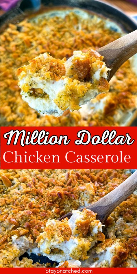 This Million Dollar Chicken Casserole earns its name with a rich blend of tender chicken, a velvety cream cheese sauce, and a buttery cracker topping that’s hard to resist. It’s the perfect recipe that uses just a handful of simple ingredients for busy weeknight meals or when you just want to treat your family to something special. Classic Chicken Casserole, Dinner Casseroles Chicken, Quick And Easy Chicken Casserole Recipes, Chicken Tenders Casserole Recipes, Chicken Strip Casserole Recipes, Cream Cheese Chicken Casserole, Taste Of Home Chicken Recipes, Midwest Hotdish Recipes, Light Casserole Recipes