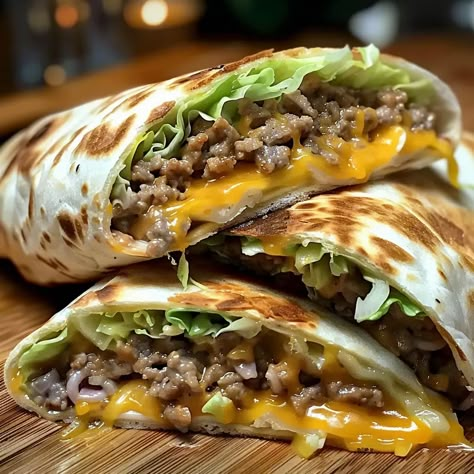 Big Mac Wraps Recipe - Wrap Supper Ideas, Big Mac Quesadilla Burger, Big Mac Rolls, Low Carb Big Mac Wrap, Big Mac Wrap Low Carb, Big Mac Roll Up, Chris Fennimore Recipes, Big Mac Crunch Wrap Recipe, Big Mac Quesadilla Recipe