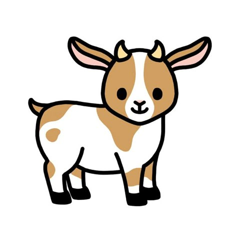 Cute goat Cartoon Goat, Goat Drawing, Goat Sticker, Goat Paintings, Mini Toile, Cute Goat, Goat Art, Cute Goats, Cute Kawaii Animals