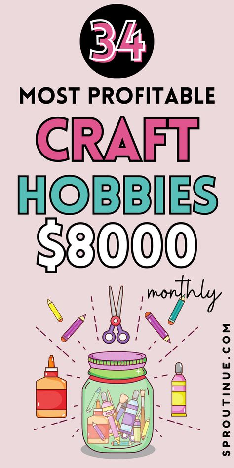 There are several crafty side hustle ideas you can do in your free time. Learn how to make money selling crafts. The best craft hobbies that make money. Best Selling Items At Craft Fairs, Things To Make To Make Money, Make Money Crafting, Diy Hobbies To Sell, Craft Skills To Learn, Easy Homemade Crafts To Sell, Crafts For Adults Cricut, Crafts You Can Sell Business, Side Hobbies To Make Money