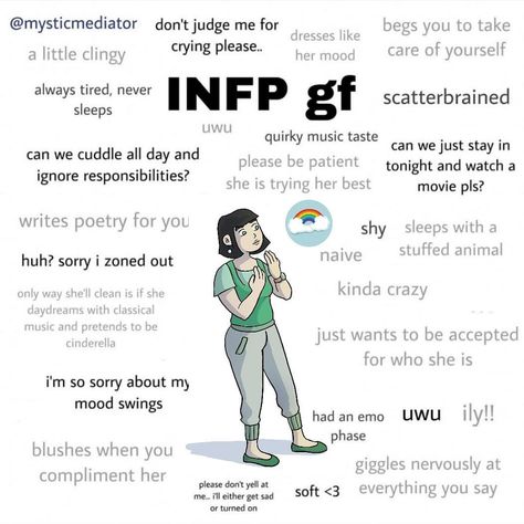 MBTIcomics on Instagram: “Feeler girlfriends✨😍 Credits go to: @mysticmediator Follow @mbti.comics for daily Mbti Memes and handdrawn Comics! :) Click the link in…” Mbti Comics, Infp Problems, Infp Relationships, Infp T Personality, Infp Mbti, Infp Personality Type, Mbti Infp, Infp Personality, Mbti Relationships