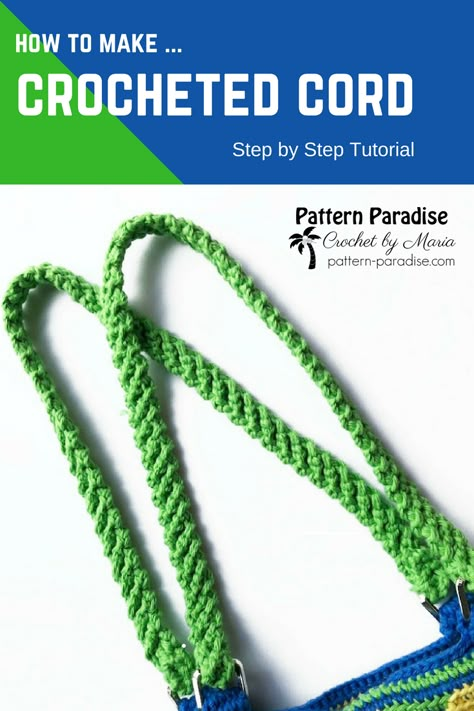 Tutorial: How to make a Crocheted Cord perfect for purse straps, belts, ties and more! | Pattern Paradise #crochet #patternparadisecrochet #tutorial #crochettutorial #diy #howto Crochet Purse Handles Ideas, Diy Purse Strap Ideas, Crochet Cord For Bags, Bag Handles Crochet, Crocheted Purse Straps, Handles For Crochet Bags, Crochet Bag Handles Ideas, Crochet Purse Handles Free Pattern, No Stretch Crochet Strap