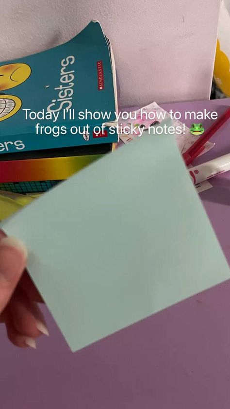 Today I’ll show you how to make frogs out of sticky notes! 🐸 in 2022 | Easy diy art, Fun crafts to do, Diy crafts to do How To Make A Frog Out Of A Sticky Note, Sticky Note Origami Frog, What To Make With Post It Notes, Art Stuff To Do With Friends, How To Make A Paper Frog, Stikynote Origami, Things To Make With Post It Notes, Post It Crafts, Stuff To Do With Paper