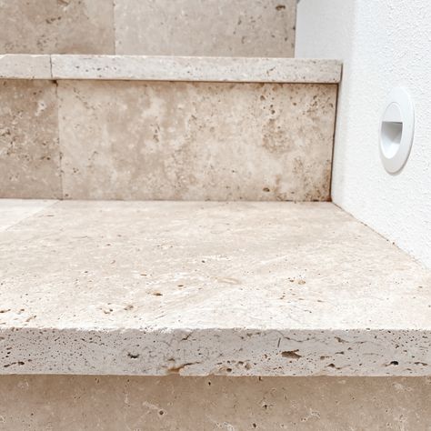 Limestone Stairs Outdoor, Travertine Staircase, Travertine Steps, Craftsman Beach House, Travertine Stairs, Travertine Outdoor, Terrace Floor, Exterior Tiles, Flooring For Stairs