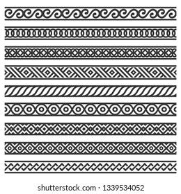 Border Decoration Seamless Patterns Set On Stock Vector (Royalty Free) 1168543870 Border Pattern Design, Geometric Patterns Drawing, Border Illustration, Border Decoration, Symbole Viking, Border Patterns, Armband Tattoo Design, Geometric Design Art, Mandala Design Pattern