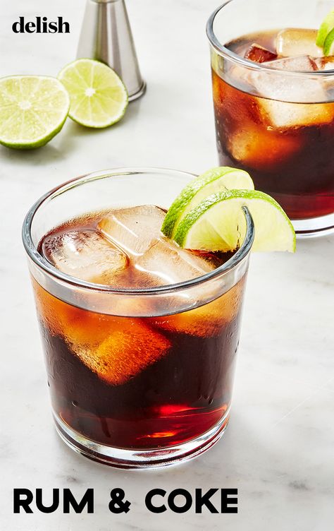 The perfect ratio, every time. Get the recipe from Delish.com. #rum #coke #recipe #cocktail #easy #lime #howtomake #best #drinks Refreshing Rum Cocktails, Best Rum Cocktails, Coke Recipes, Rum And Coke, Cocoa Cola, Good Rum, Classic Cocktail Recipes, Rum Cocktails, Rum Drinks