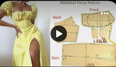 How To Make Milkmaid Dress, Milkmaid Dress Pattern, Princess Cut Blouse Design, Dress Pattern Sewing, Bodycon Dress Pattern, Basic Bodice, Bustier Pattern, Circle Skirt Pattern, Waistline Dress