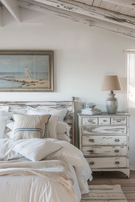 Coastal Cottage Bedroom Ideas, White Beach Bedroom, Modern Italian Bedroom, Beach Cottage Bedroom, Seaside Bedroom, Coastal Cottage Bedroom, Old Money Home, Coastal Bedroom Ideas, Bed Drapes