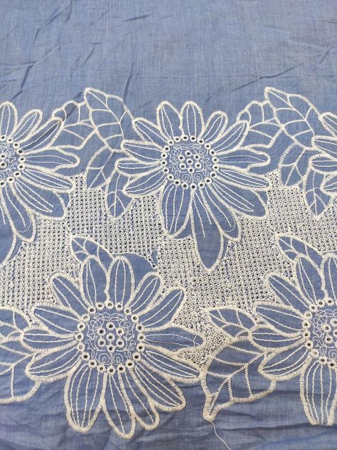 Discover the elegance of Cotton Chambray Embroidery Fabric! 🌸✨ #ChambrayFashion #EmbroideryArt #TextileLove Lace Pattern Design, Fabric Texture Pattern, Pattern Batik, Embroidery Sketch, Fancy Embroidery, Mens Wear Fashion, Man Sweater, A Line Kurti, Flower Print Pattern