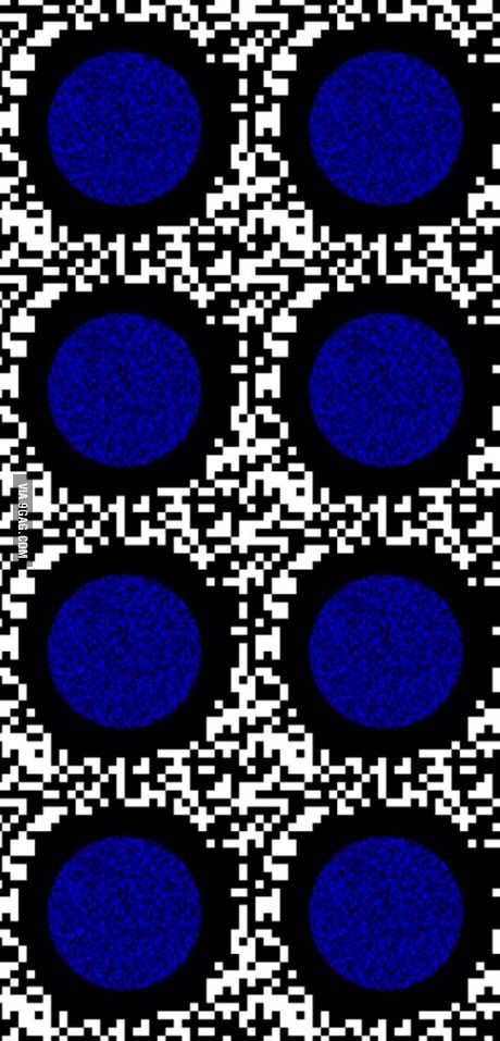 Shake your phone or monitor gently. (optical illusion... Tge blue dots will wobble) Color Optical Illusions, Optical Illusion Photos, Amazing Optical Illusions, Eye Tricks, Cool Illusions, Cool Optical Illusions, Mind Tricks, Illusion Art, 웃긴 사진