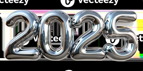 Celebratory metallic balloons forming the year 2025, cut out transparent 2025 Transparent Background, 2025 Balloon Letters, 2025 Balloons, 2025 Png, 2025 Sticker, Happy New Year Pictures, Silver Balloon, Metallic Balloons, Wedding People