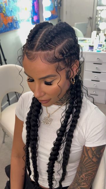 Feed In Braids Hairstyles, Goddess Braids Hairstyles, Braided Cornrow Hairstyles, Braids Hairstyles Pictures, Quick Braided Hairstyles, Feed In Braid, Protective Hairstyles Braids, Two Braids, Pretty Braided Hairstyles