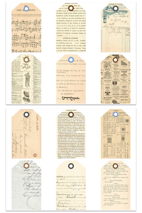 Digital Scrapbook Stickers, Vintage French Ephemera, Free Paper Printables, Label Shapes, French Ephemera, Print Journal, Printable Collage Sheet, Free Vintage Printables, Journal Tags