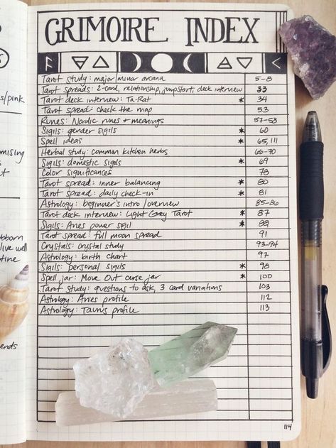 ORGANIZING YOUR GRIMOIRE (tips from a neat freak virgo) okay i’ve been meaning to make this post for awhile bc i’ve seen some great ideas for grimoire organization, and i want to share the way i’m keeping track of all the pages in mine without... Grimoire Ideas, Witch Board, Grimoire Book, Wiccan Witch, Wiccan Spell Book, Eclectic Witch, Book Of Shadow, Witch Spell Book, Witchcraft For Beginners