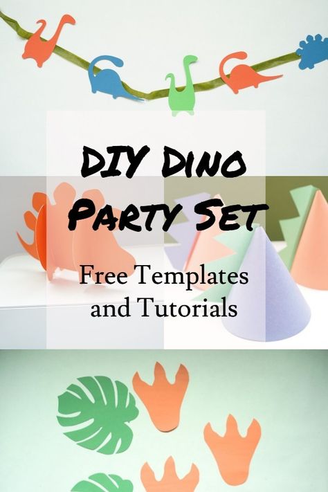 DIY Dinosaur Party Decor Kit - boy birthday party theme ideas and decorations Dinosaur Birthday Party Decorations Diy, Diy Dino Party, Diy Dinosaur Birthday Party, Diy Dinosaur Party, Dinosaur Party Hats, Dinosaur Party Decor, Dino Party Decorations, Diy Unicorn Party, Dinosaur Birthday Decorations