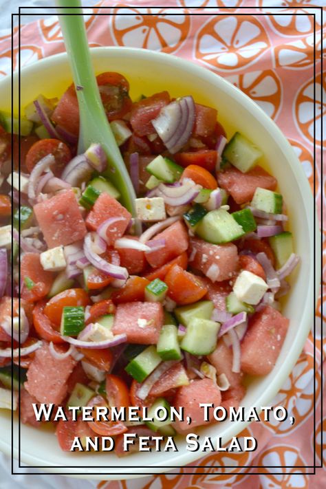 Pure Summer: Watermelon, Tomato, Feta Salad - I am a Honey Bee Tomato Feta Salad, Pasta Tiktok, Top Recipes On Pinterest, Pasta Tomato, Feta Salad Recipe, Watermelon And Feta, Watermelon Summer, Feta Pasta, Summer Tomato