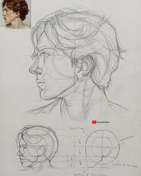 I actually recorded the video process of this study and it will be available on YouTube link in bio🤝. The Planes Of The Face, Portrait Study Sketches, Head Study Reference, Face Drawings Sketches, Face Structure Drawing, Anatomy Proportions, Planes Of The Head, Face Proportions Drawing, Rainy Day Drawing