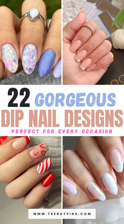 Discover 22 stunning dip nail designs perfect for trendsetters. Dive into vibrant colors, chic patterns, and stylish ideas to elevate your nail game! Nail Dip Design Ideas, Dipping Nails Ideas, Powder Dip Nail Ideas, Trendy Dip Nails, Power Dip Nails Ideas, Dip Powder Nails With Designs, Nail Dipping Powder Designs, Dip Nail Art, Dipped Nails Ideas