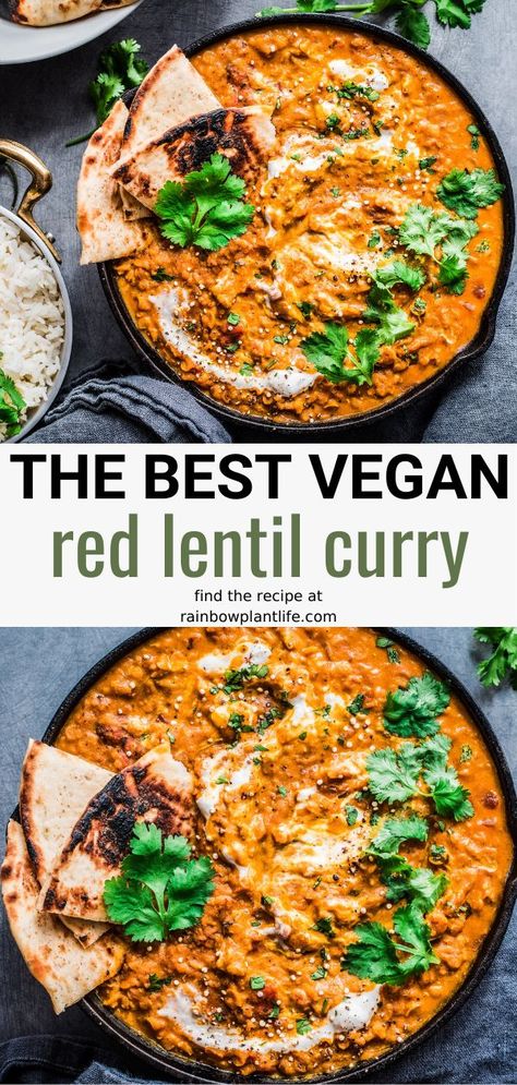 Red Lentil Curry, Lentil Curry Recipes, Vegan Curry Recipes, Vegan Curry, Vegan Ingredients, Lentil Curry, Lentil Recipes, Red Lentil, Curry Recipe