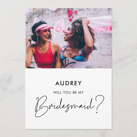 Minimalist Will you be my bridesmaid photo card - tap/click to get yours right now! #bridesmaid #proposal, #will #you #be Bridal Shower Ideas Invitations, Eucalyptus Wedding Invitations, White Pampas, Popular Wedding Invitations, Wedding Invitation Trends, Bridesmaid Funny, Simple Wedding Invitation, Announcement Photos, Bridesmaids Photos