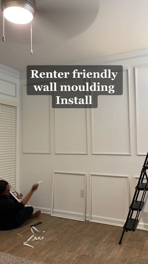 Temporary Wall Molding, Small Apartment Feature Wall, Accent Wall Apartment Friendly, Removable Wall Molding, Diy Peel And Stick Wall Molding, Peel And Stick Picture Molding, Apartment Wall Molding, Faux Frame On Wall, Diy Renter Friendly Wall Molding