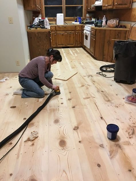 DIY Wide Plank Pine Floors [Part 2 The Finishing] Rustic Floors, Plywood Floors, Pine Wood Flooring, Diy Wood Floors, Pine Flooring, Rustic Wood Floors, Floor Refinishing, Plywood Flooring, Rustic Flooring