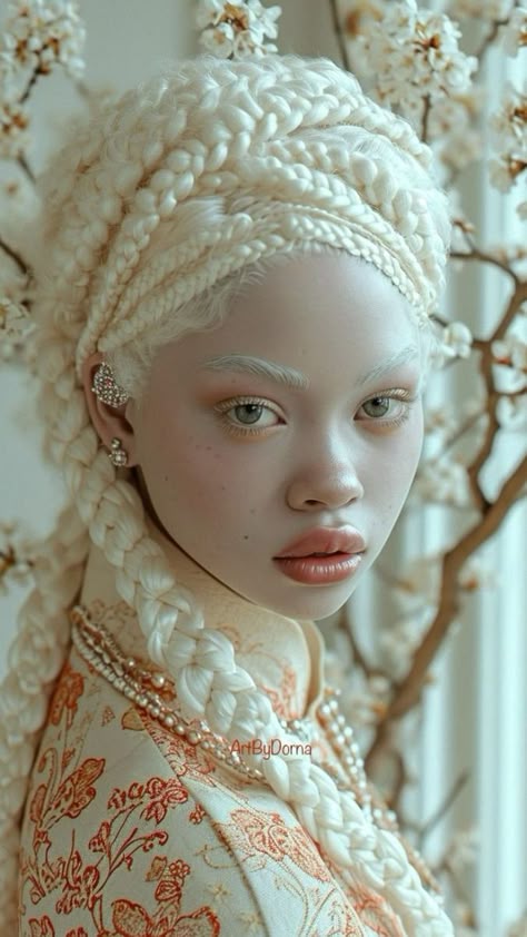 Black Woman Reference Photo, Albino Woman Art, Black Albino Women, Albino Character Art, Albino Black Woman, Albino Black People, Albino Character Design, White Queen Aesthetic, Albino Hair