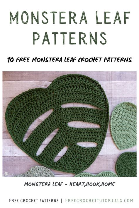 Unleash your creativity with free Monstera Leaf crochet patterns! Create stunning and unique wall hangings, earrings, and more. #UnleashYourCreativity #monstera #monsteracrochet #freepattern #crochet Crochet Monstera Leaf Blanket, Monstera Leaf Coaster Crochet Pattern, Crochet Monstera Leaf Free Pattern Coaster, Monstera Coaster Crochet Pattern, Monstera Crochet Pattern Free, Crochet Monstera Leaf Free Pattern, Crochet Map, Crochet Patterns Videos, Crochet Monstera Leaf