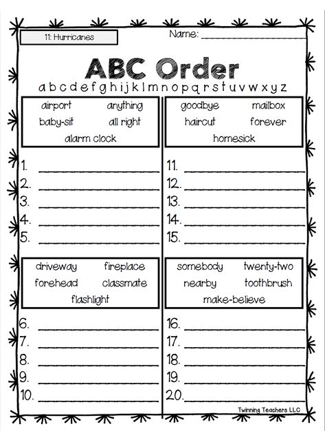 Alphabetical Order Activities, Worksheet 3rd Grade, Alphabetical Order Worksheets, Abc Order Worksheet, 3rd Grade Spelling, Worksheets 3rd Grade, Free Printable Kindergarten Worksheets, Free Printable Kindergarten, Printable Kindergarten Worksheets