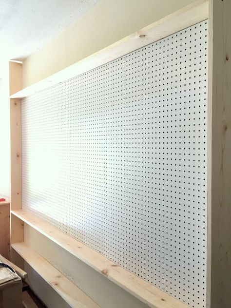 Garage Pegboard, Pegboard Garage Wall, Garage Pegboard Ideas, Pegboard Wall Garage, Diy Pegboard, Pegboard Organization Garage, Diy Giant Pegboard Wall, Wall Storage Pegboard, Mounting Pegboard To Wall