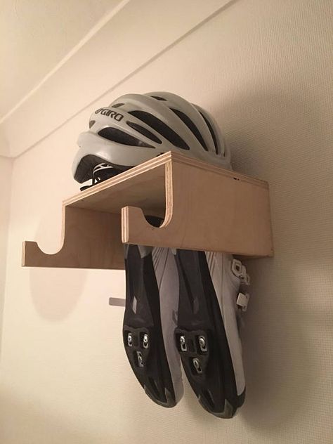 Handmade birch ply bike rack. Easy to install, perfect bike storage solution. Perfect for small house or flat or just a handy storage solution. Simplistic design which works perfectly! Fits bikes with bar width of 44 cm or under but can be made to custom sizes Simple hooks for holding Bike Storage Design, Bike Storage Apartment, Diy Bike Rack, Indoor Bike Storage, Simple Bike, Wall Mount Bike Rack, Bike Rack Wall, Bike Shelf, Bike Storage Garage