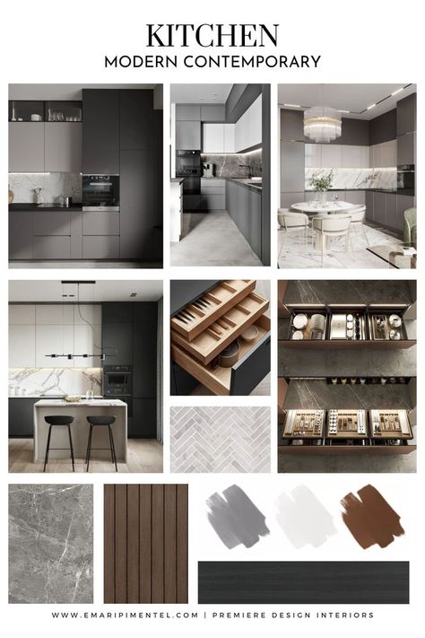 Kitchen Moodboard Dry Kitchen Ideas, Contemporary Moodboard, Bachelor Kitchen, Modern Contemporary Kitchen Design, Contemporary House Interior, Modern Contemporary Interior Design, Contemporary Style Interior, Kitchen Moodboard, Sample Boards