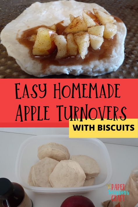 Easy homemade apple turnovers with biscuits, how to turn biscuits into turnovers, easy dessert recipes, dessert recipes, apple recipes, kids recipes, kids dessert recipes, #kidsrecipes, #applerecipes, #dessertrecipes Easy Apple Desserts With Biscuits, Apple Pie Filling And Biscuit Recipes, Apple Pie With Biscuit Dough, Baked Apple Turnovers, Apple Dessert With Biscuits, Canned Biscuit Apple Fritters, Canned Biscuit Apple Pies, Biscuit Apple Turnovers, Apple With Biscuits Easy Recipes