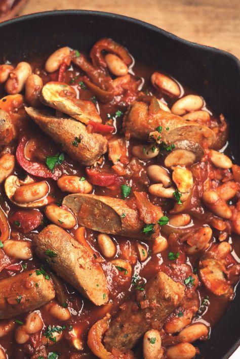 Sausage And Bean Casserole, Quorn Recipes, Sausage Casserole Recipes, Vegetarian Sausages, Veggie Sausage, Vegan Stew, Sausage Dishes, Sausage Casserole, Vegan Sausage