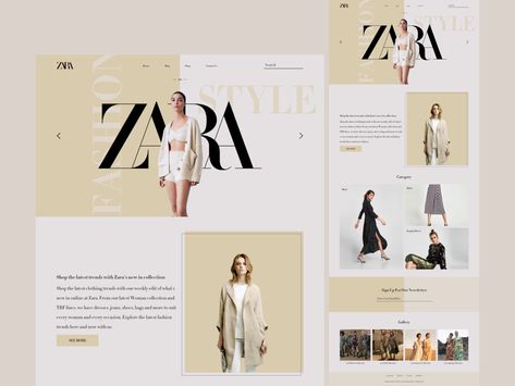 Zara Website Design, Zara Website, Creative Market Design, Website Concept, Directory Design, Wishlist Ideas, Signature Ideas, Website Redesign, Zara Fashion