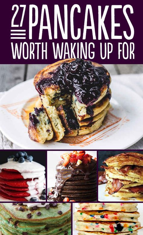 27 Pancakes Worth Waking Up For - BuzzFeed Blueberry Pancakes Recipe, Stack Of Pancakes, Blueberry Pancakes, What's For Breakfast, Breakfast Treats, Breakfast Dishes, Bagels, Yummy Breakfast, Yummy Recipes