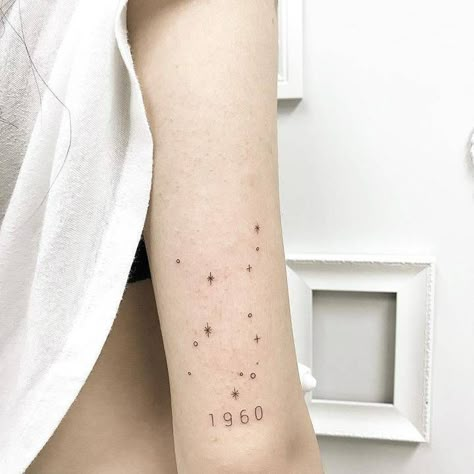 Mathematical Tattoo, Orion Tattoo, Star Constellation Tattoo, Virgo Constellation Tattoo, Virgo Constellation, Virgo Zodiac Sign, Astronomy Constellations, Virgo Tattoo, Constellation Tattoo