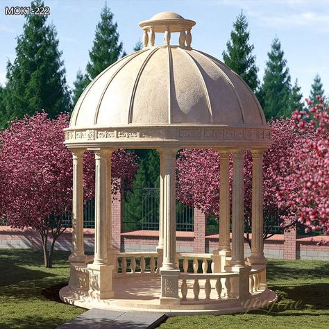 Large Marble Outdoor Round Gazebo for Sale Spanish Gazebo, Gazebo Garden Ideas, Gazebo Design Outdoor, Gazebo Architecture, Landscape Gazebo, Round Pavilion, Circular Gazebo, Circular Pavilion Architecture, Gazebo Circular