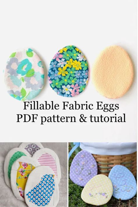 Sewing Easter Projects, Quilted Easter Baskets, Homemade Easter Gifts, Fabric Easter Eggs, Easter Egg Fabric, Basket Sewing Pattern, Easter Fabric Crafts, Fabric Eggs, Sewing With Scraps