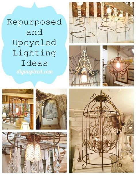 Upcycling and Repurposing Ideas for lighting Diy Chandelier Ideas, Refurbished Table, Diy Chandeliers, Upcycled Lighting, Old Chandelier, Solar Light Crafts, Repurposed Lamp, Repurposing Ideas, Upcycled Projects