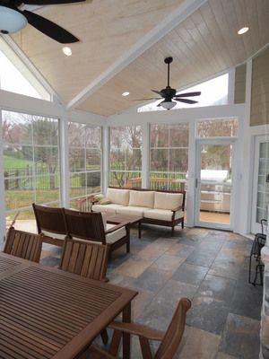 Screened Porches — Projects — DeckScapes Screened In Room, Kitchen To Patio, Large Screened In Porch, Sunroom Additions, Mobile Home Roof, 4 Seasons Room, Addition To House, Back Deck Ideas, Recess Lights