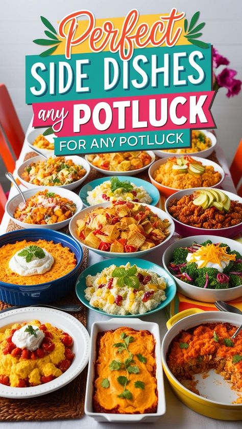 Bring the best to the table with these perfect potluck side dishes! From classic favorites to unique recipes, these side dishes are sure to impress. Easy to make, delicious, and crowd-approved, these sides are perfect for any potluck or gathering! #PotluckSideDishes #PerfectSides #EasyRecipes #CrowdPleasers #PartyFood #MustMakeSides #FlavorfulSideDishes #PotluckReady #EasyPotluckIdeas #SideDishFavorites #BestPotluckDishes #SharingIsCaring #SimpleAndDelicious #PotluckPerfection Side Dishes To Bring To A Party, Sides For Picky Eaters, Tailgate Side Dishes, Easy Sides For A Crowd, Potluck Side Dishes Crowd Pleasers, Sides For A Party, Cold Potluck Dishes, Pot Luck Side Dishes, Sweet Side Dishes