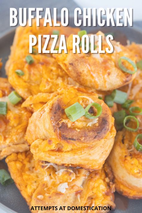 Pizza Rolls With Pizza Dough, Pizza Roll Appetizer, Rolled Pizza, Buffalo Chickpea Salad, Work Food Ideas, Buffalo Chicken Pizza Recipe, Pizza Rolls Recipe, Spicy Buffalo Chicken Dip, Gluten Free Pizza Crust Recipe