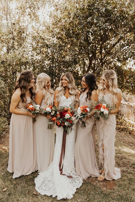 Bride And Bridesmaid Pictures, Julian California, Bridesmaid Pictures, Fall Bridesmaids, Wedding Portrait Poses, Fall Bridesmaid Dresses, Sacred Mountain, Champagne Bridesmaid Dresses, Bridesmaid Inspiration