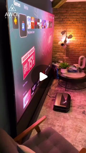 AWOL Vision on Instagram: "I’ve upgraded my TV Setup with the AWOL Vision LTV-3500 Pro Laser Projector! (Plus 120” ALR Floor Rising Screen). Would you switch to a projector? (Via Instagram@thetechchap)" Projector Setup, Tv Setup, Projector Screen, Me Tv, Projector, House Plans, Screen, Flooring, Tv