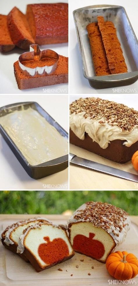 Surprise Inside Cake, Pumpkin Pound Cake, Tårta Design, Recipe Thanksgiving, Garlic Spread, Inside Cake, Cakes And Desserts, Thanksgiving Desserts, Fall Treats