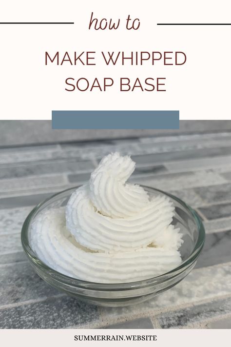 Learn how to make a Whipped Soap Base Recipe from scratch. Whipped soap bases are a blend of ingredients that give you a pliable, light and fluffy soap base. The Whipped Soap base is easily customized to create a whole bunch of different recipes with just a few ingredients. Whip Soap Recipe, Homemade Whipped Soap Recipes, Whipped Soap Base Recipe, Foaming Bath Butter Base Recipe, How To Make Whipped Soap, How To Make Soap Base, Diy Whipped Soap Recipe, Foaming Sugar Scrub Recipe, Whipped Sugar Scrub Recipe